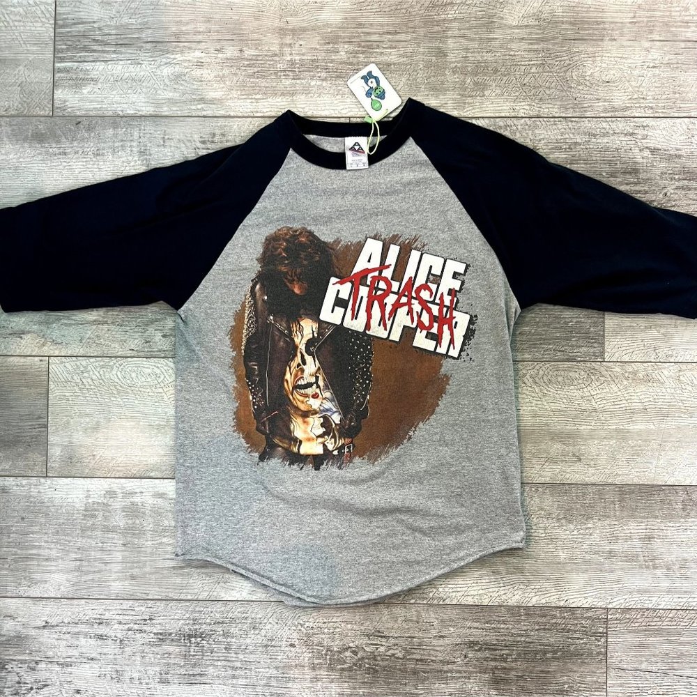 Y2K 2000s Alice Cooper Trash 3/4 sleeve T-shirt Size L